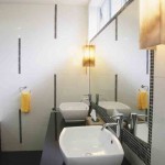 Luxury Modern Washroom Double Basin with large mirror and side lamps