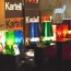 Kartell lightings, table lamps, glossy unique colorful intensity, blue, green, white, orange and red