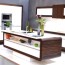 Kitchen design with island, white body with wooden design frame, built oven and mircowave, Miro Interiery Czech Republic