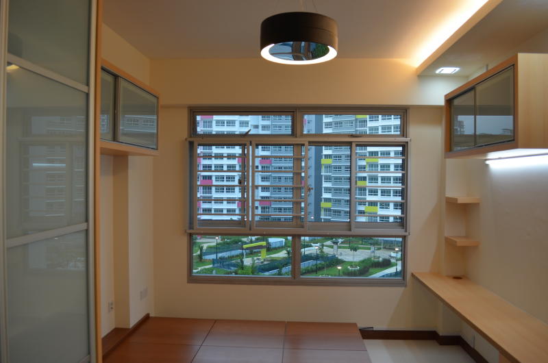 Overall View of MasterBed Room L Box Cove Lighting with Modern Ceiling Hanging Lights 17 Modern Design for HDB 3 Room Type Apartment with Modern Zen Bed Frame (Tatami) in Punggol Spectra : Masterbed Room (with Designed Tatami Bed Frame)